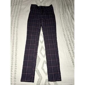 Chocolate plaid stretchy career office workwear contemporary dress pants small